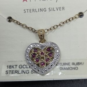 Macy's 18kt Gold Over Silver Heart Pendant Necklace